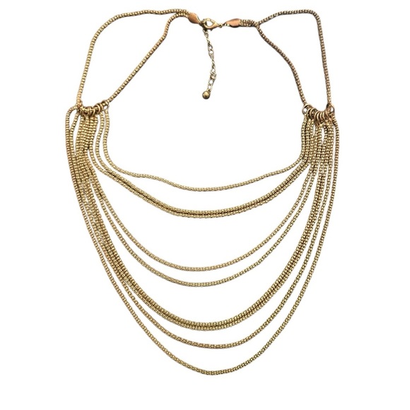 Jewelry - Vintage Layered Gold-Tone Chain Necklace – Elegant Multi-Strand Statement Piece